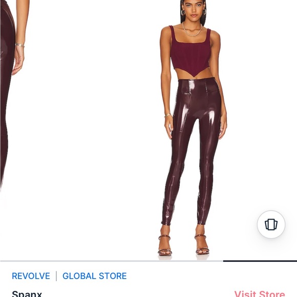 SPANX Faux Patent Leather Leggings in Color Ruby, Size Petite Large - Picture 5 of 8